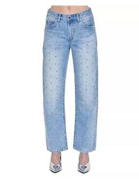 228$ Pistola Lexi Straight Leg Ankle Jeans Mid Rise Women's Size 27 Aries Blue